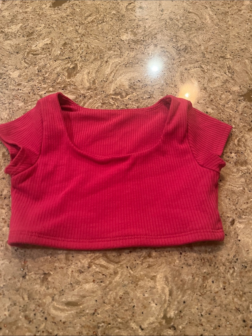Tiger Friday Ribbed Scoop Neck Crop Top - Hot Pink